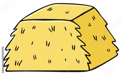 Cartoon Hay Bale Stack Illustration for Agricultural Farming Harvest Theme