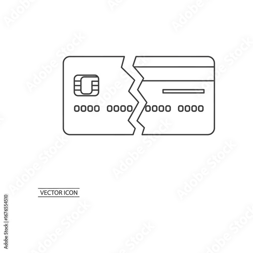 Financial Demise: A graphic illustration of a fractured credit card, its broken form symbolizing debt, financial strain, and the fragility of economic security. 