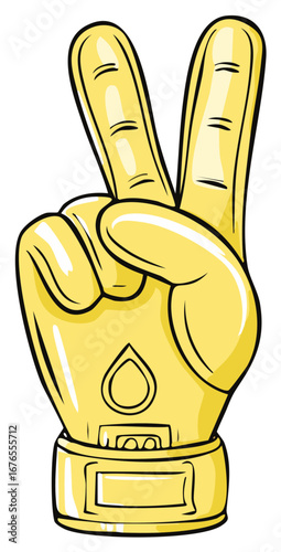 Golden Hand Foam Finger with Peace Sign