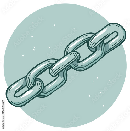 Stylized Gray Metal Chain on a Blue Background Depicting Strength Security and Connection with Simple Design