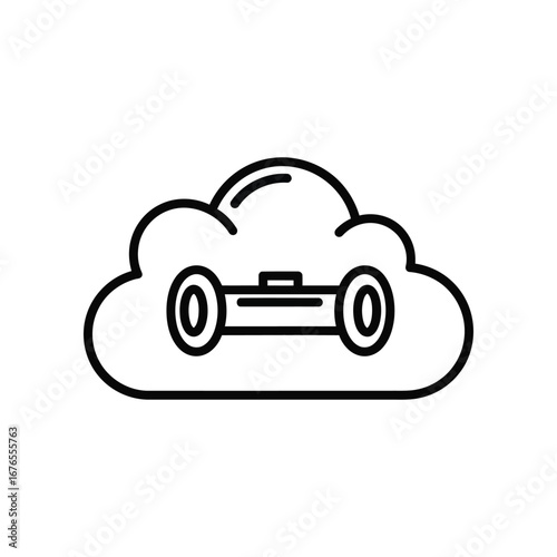 Cloud Data Transportation: An illustrative image featuring a hoverboard in a cloud, symbolizes data transfer and technological innovation.