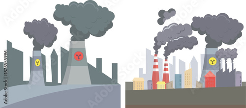 Air pollution vector bundle file and set.