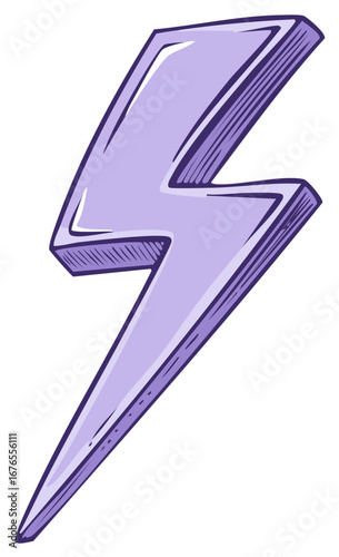 Dynamic Hand Drawn Purple Lightning Bolt Symbol of Power, Energy, and Speed