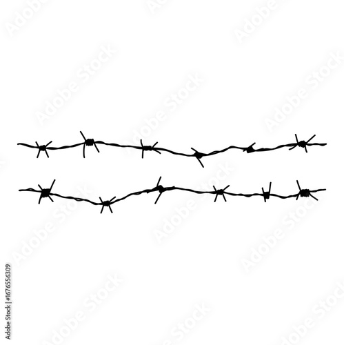Barbed Wire Fence Vector Illustration 