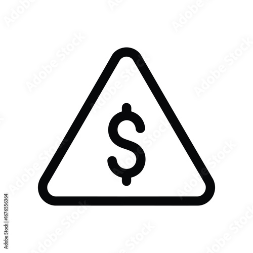 Financial Hazard: A stark and direct black and white representation of financial danger, a triangular warning sign featuring a prominent dollar symbol.