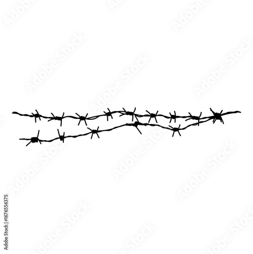 Barbed Wire Fence Vector Illustration 