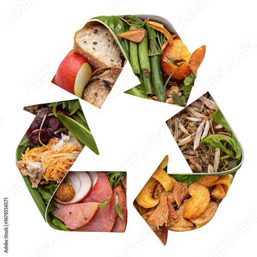 Food waste recycling symbol promoting sustainable living and environmental awareness, advocating for eco-friendly waste management solutions