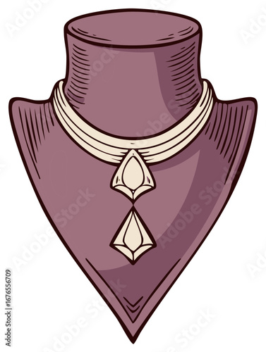 Elegant necklace adorns a mannequin bust showcasing jewelry design with dangling teardrop pendants and soft light