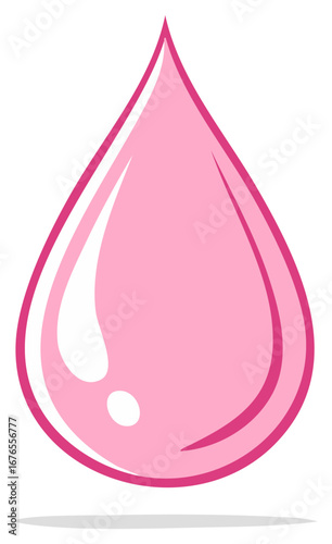 Pink water drop illustration, graphic design element isolated on white.