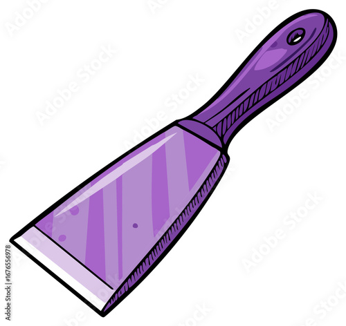 Purple Chisel Hand Tool for Woodworking Illustration Art Design