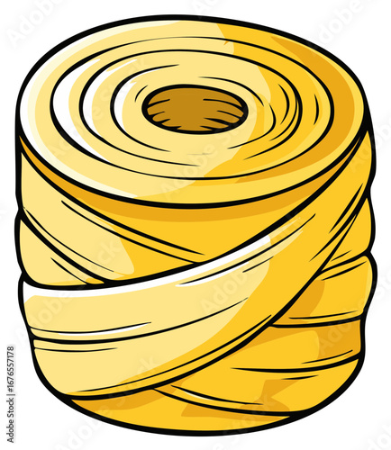 Stylized illustration of fresh pasta in a rolled shape. Culinary and food preparation concept.