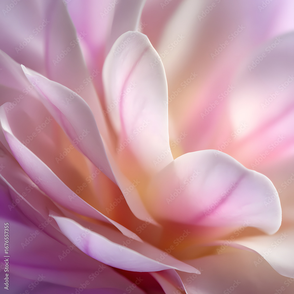 Fototapeta premium Soft Pink Flower Petals: Close-up Macro Photography, Delicate, Romantic, and Serene Floral Image.