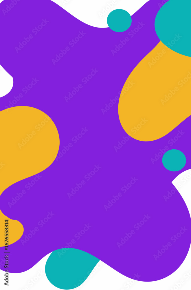 Abstract background with vibrant purple yellow and teal amorphous liquid shapes.