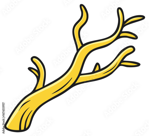 Stylized yellow nerve cell illustration organic branching structure human biology concept