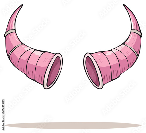 Cute Pink Cartoon Devil Horns for Cosplay or Decoration Isolated on White