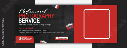Professional photography service cover template for social media promotion
