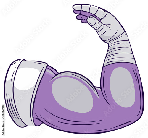 Cartoon Illustration of Flexing Arm Showing Strength