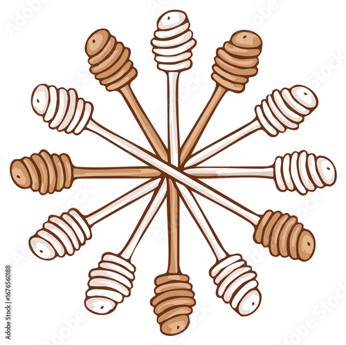 Hand-drawn Honey Dippers Radial Design