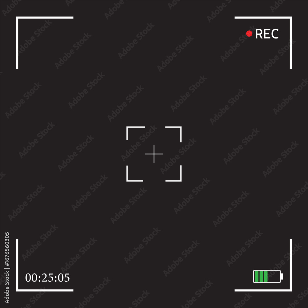 Fototapeta premium Camera Frame Viewfinder Overlay on Black Background. Vector