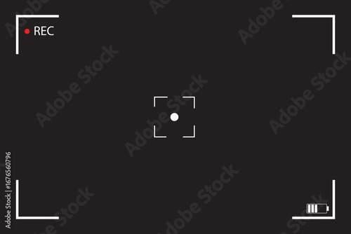Camera viewfinder screen. rec icon with information and timing. camera screen. camcorder viewfinder graphic elements