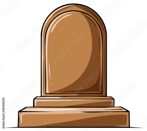 Simple cartoon tombstone illustration. Blank gravestone for halloween, cemetery, or memorial design elements.
