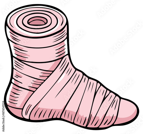 Foot bandage illustration depicting medical care, injury support, or recovery aids, representing physical therapy or first aid needs
