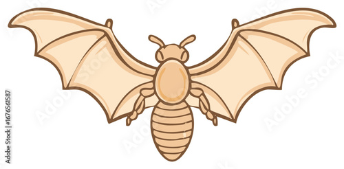 Stylized Brown Flying Insect Character Cute Bug with Wide Wings Vector Illustration