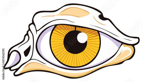 Stylized Yellow Eye Illustration with Detailed Iris and Pupil for Vision Concepts