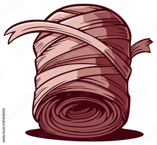 Stylized cartoon mummy wrapped in bandages