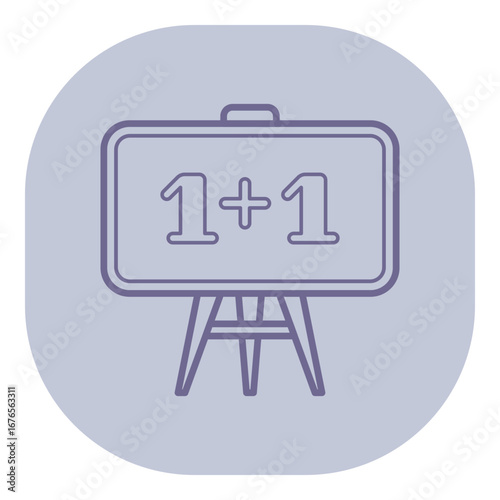 Clear illustration of math equation presented on small easel board. Educational theme focusing on basic arithmetic concepts suitable for learners