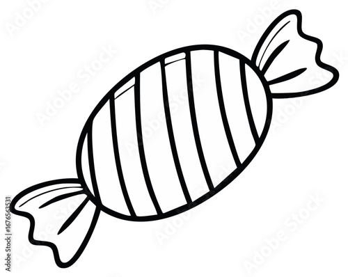 Simple black and white striped wrapped candy illustration for design and decoration