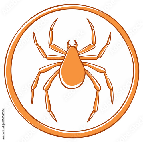 Insect vector illustration in an orange circular badge