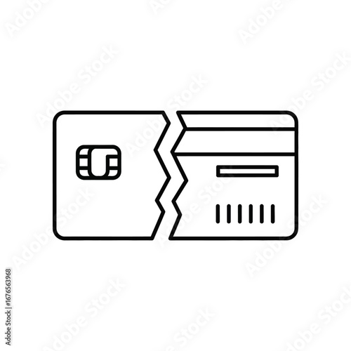 Broken Credit Card: This illustration represents the concept of credit card cancellation or compromised account.