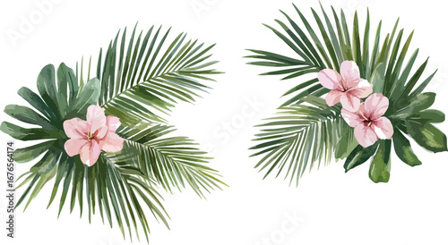 A collection of colorful abstract floral and botanical elements with a whimsical hand drawn aesthetic