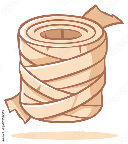 Rolled gauze bandage cartoon illustration for medical and healthcare concepts