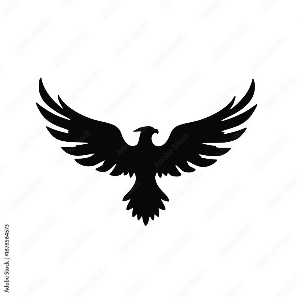 Obraz premium Silhouette of a majestic eagle with outstretched wings, soaring gracefully.