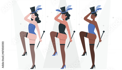 Retro cabaret show poster with stylized giraffe