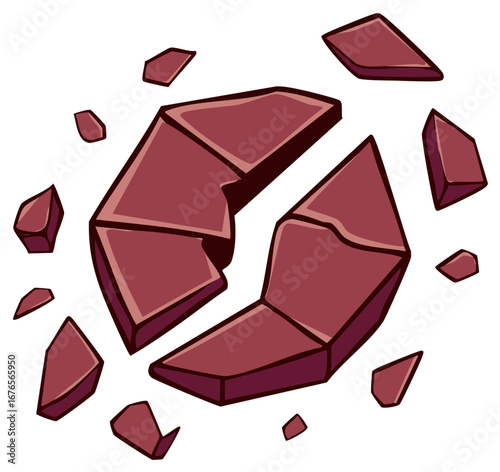 Animated Illustration of Exploding Polygon Shards in Maroon Color Tone