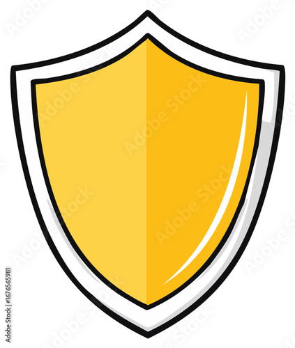 Free Download Illustration of a Golden Shield with black and white outline, a symbol of security, protection, and defense. - GFXLoad