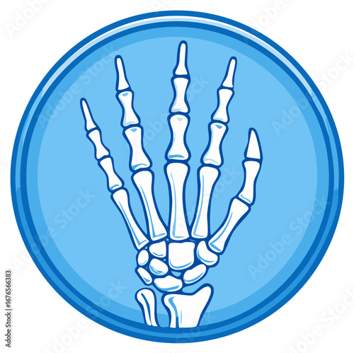 Human Hand Skeleton Bones in a Stylized X Ray Medical Vector Icon