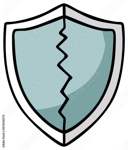 Broken Shield Symbol Illustrating Vulnerability or Compromised Security