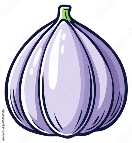 Cartoon Garlic Bulb Illustration, Healthy Diet Ingredient, Purple Garlic
