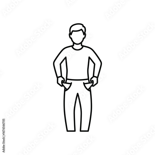 Empty Pockets, Empty Wallet: A stark depiction of economic hardship, a lone figure stands with empty pockets, symbolizing financial struggle and lack of resources.