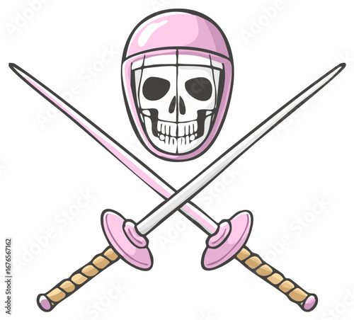 Fencing Skull and Crossed Swords with Pink Elements