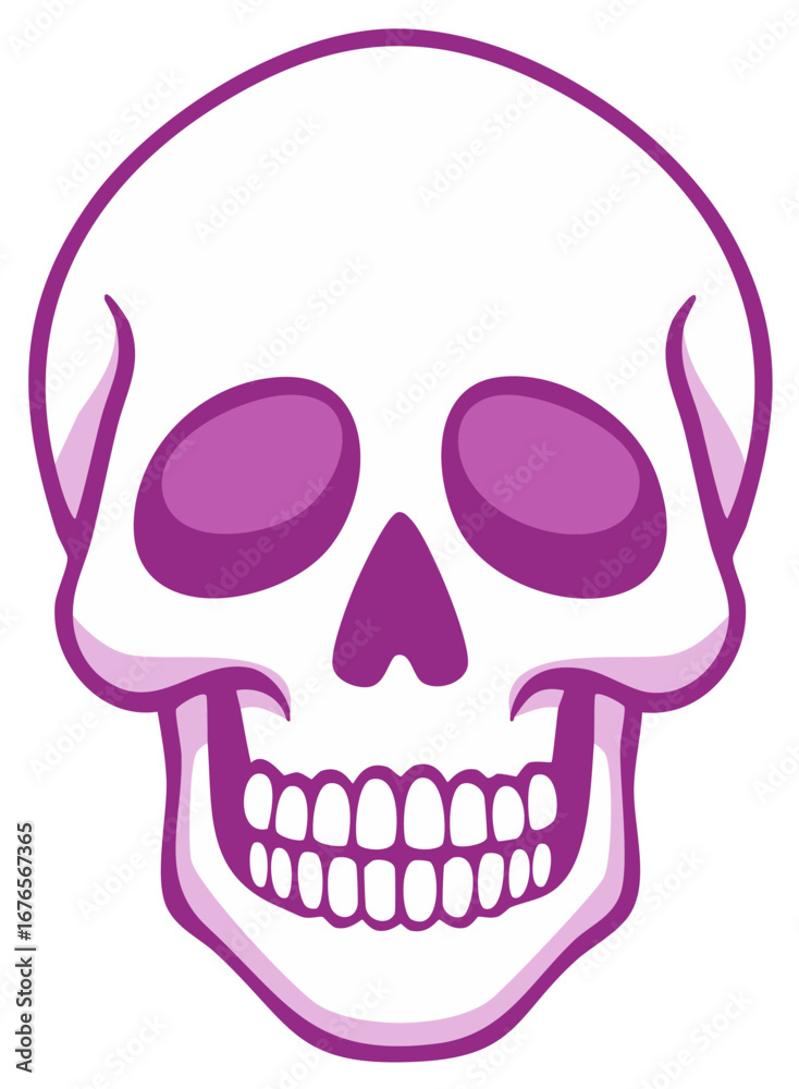 Fototapeta premium Graphic Illustration of a Cartoon Skull with Purple Details for Spooky Design