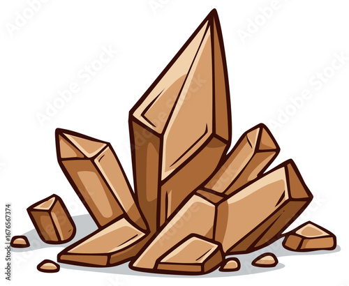 Group of brown faceted crystals mineral formation geometric shapes natural stone geological elements