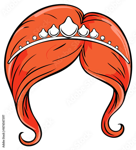 Fantasy red hair with an elegant ocean inspired seashell crown illustration