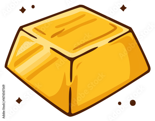 Shiny Golden Bar with Sparkles Symbolizing Wealth and Riches