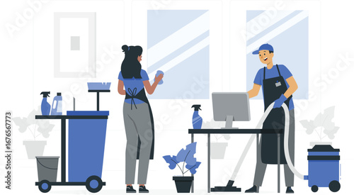 Cleaning service company logo and branding elements