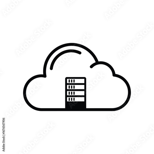 Cloud Server Concept: A symbolic representation of a cloud hosting a secure data server, depicting the modern concept of data storage.
